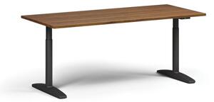 Výškově nastavitelný stůl OBOL, elektrický, 675-1325 mm, deska 1800x800 mm, černá zaoblená podnož, ořech