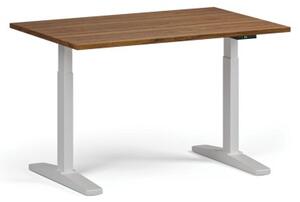 Výškově nastavitelný stůl, elektrický, 675-1325 mm, deska 1200x800 mm, bílá podnož, ořech