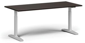 Výškově nastavitelný stůl ULIX, elektrický, 675-1325 mm, deska 1800x800 mm, bílá podnož, wenge