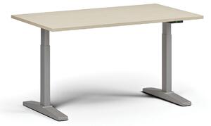 Výškově nastavitelný stůl, elektrický, 675-1325 mm, deska 1400x800 mm, šedá podnož, šedá