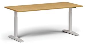 Výškově nastavitelný stůl, elektrický, 675-1325 mm, deska 1800x800 mm, bílá podnož, buk