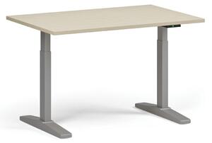 Výškově nastavitelný stůl, elektrický, 675-1325 mm, deska 1200x800 mm, šedá podnož, bříza