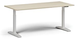 Výškově nastavitelný stůl, elektrický, 675-1325 mm, deska 1800x800 mm, bílá podnož, buk