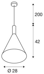 SLV 1002950 Phelia 280, kónické závěsné svítidlo 1xE27, černá/zlatá, průměr 28cm