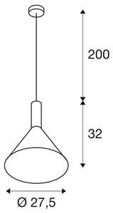 SLV 1002949 Phelia 275, kónické závěsné svítidlo 1xE27, černá/zlatá, průměr 27,5cm