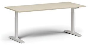 Výškově nastavitelný stůl, elektrický, 675-1325 mm, deska 1800x800 mm, bílá podnož, bříza