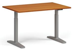 Výškově nastavitelný stůl ULIX, elektrický, 675-1325 mm, deska 1200x800 mm, šedá podnož, třešeň