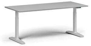 Výškově nastavitelný stůl ULIX, elektrický, 675-1325 mm, deska 1800x800 mm, bílá podnož, šedá