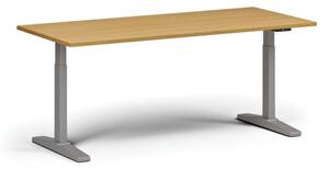 Výškově nastavitelný stůl ULIX, elektrický, 675-1325 mm, deska 1800x800 mm, šedá podnož, buk
