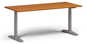 Výškově nastavitelný stůl ULIX, elektrický, 675-1325 mm, deska 1800x800 mm, šedá podnož, třešeň