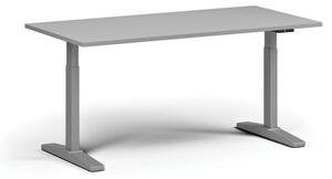 Výškově nastavitelný stůl ULIX, elektrický, 675-1325 mm, deska 1600x800 mm, šedá podnož, šedá