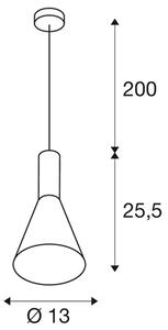 SLV 1002951 Phelia 130, kónické závěsné svítidlo 1xE27, černá/zlatá, průměr 13cm