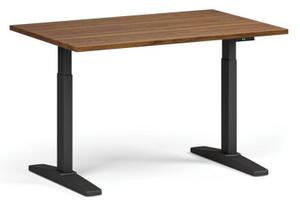 Výškově nastavitelný stůl, elektrický, 675-1325 mm, deska 1200x800 mm, černá podnož, ořech