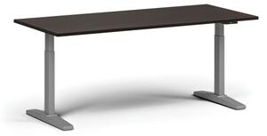 Výškově nastavitelný stůl ULIX, elektrický, 675-1325 mm, deska 1800x800 mm, šedá podnož, wenge