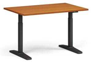 Výškově nastavitelný stůl ULIX, elektrický, 675-1325 mm, deska 1200x800 mm, černá podnož, třešeň