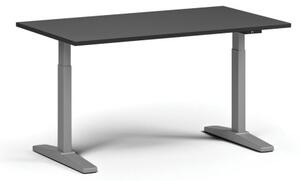 Výškově nastavitelný stůl, elektrický, 675-1325 mm, deska 1400x800 mm, šedá podnož, grafit