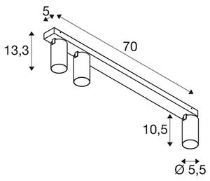 SLV 1007735 Kami, nástěnné/stropní svítidlo 3xGU10, černá/zlatá, délka 70cm
