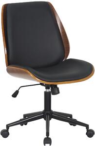 Kancelářská židle Mitch ~ koženka, dřevo, podnož černá - Černá