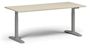Výškově nastavitelný stůl ULIX, elektrický, 675-1325 mm, deska 1800x800 mm, šedá podnož, bříza