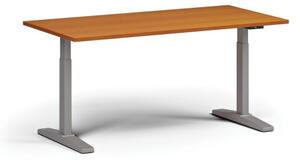 Výškově nastavitelný stůl ULIX, elektrický, 675-1325 mm, deska 1600x800 mm, šedá podnož, třešeň