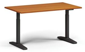 Výškově nastavitelný stůl, elektrický, 675-1325 mm, deska 1400x800 mm, černá podnož, třešeň