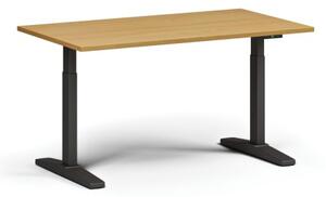 Výškově nastavitelný stůl, elektrický, 675-1325 mm, deska 1400x800 mm, černá podnož, buk