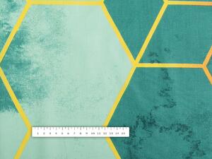 Biante Bavlněný závěs Sandra SA-431 Hexagony na zeleném 150x140 cm