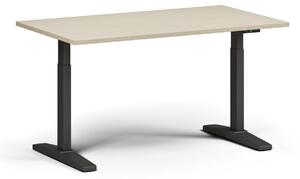 Výškově nastavitelný stůl, elektrický, 675-1325 mm, deska 1400x800 mm, černá podnož, bílá