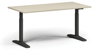 Výškově nastavitelný stůl, elektrický, 675-1325 mm, deska 1600x800 mm, černá podnož, dub přírodní