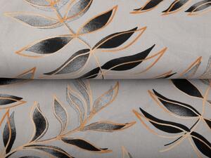 Bavlněná látka/plátno Sandra SA-437 Pnoucí listy na šedém - šířka 160 cm