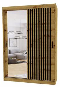 Skříň LAM posuvná se zrcadlem a lamelami 180 cm x 40 cm
