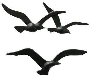 Kovová dekorace na zeď Black Bird 13x35 cm + 12x40 cm