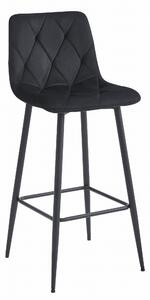 Černá barová židle NADO VELVET s černými nohami