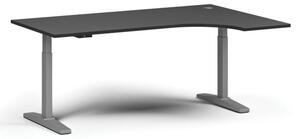 Výškově nastavitelný stůl, elektrický, 675-1325 mm, rohový pravý, deska 1800x1200 mm, šedá podnož, grafit
