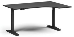 Výškově nastavitelný stůl, elektrický, 675-1325 mm, rohový pravý, deska 1600x1200 mm, černá podnož, grafit