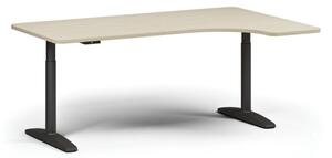 Výškově nastavitelný stůl OBOL, elektrický, 675-1325 mm, levý/pravý, deska 1800x1200 mm, černá podnož, bříza