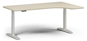 Výškově nastavitelný stůl, elektrický, 675-1325 mm, levý/pravý, deska 1800x1200 mm, bílá podnož, bříza