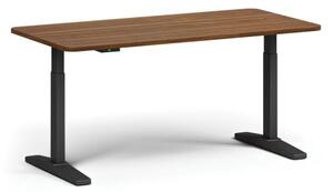 Výškově nastavitelný stůl ULIX, elektrický, 675-1325 mm, zaoblené rohy, deska 1600x800 mm, černá podnož, ořech