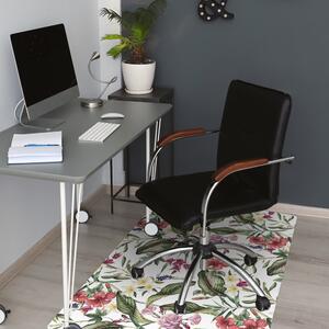 Podložka pod kancelářskou židli tropické květiny
