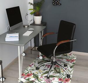 Podložka pod kancelářskou židli tropické květiny