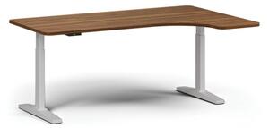 Výškově nastavitelný stůl, elektrický, 675-1325 mm, levý/pravý, deska 1800x1200 mm, bílá podnož, ořech