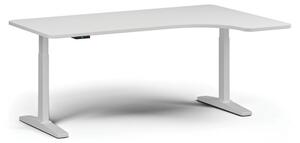 Výškově nastavitelný stůl, elektrický, 675-1325 mm, levý/pravý, deska 1800x1200 mm, bílá podnož, bílá