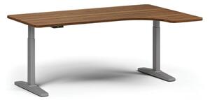 Výškově nastavitelný stůl, elektrický, 675-1325 mm, levý/pravý, deska 1800x1200 mm, šedá podnož, ořech