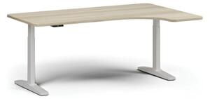 Výškově nastavitelný stůl, elektrický, 675-1325 mm, levý/pravý, deska 1800x1200 mm, bílá podnož, dub přírodní