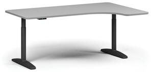Výškově nastavitelný stůl OBOL, elektrický, 675-1325 mm, levý/pravý, deska 1800x1200 mm, černá zaoblená podnož, šedá