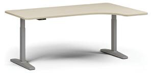 Výškově nastavitelný stůl, elektrický, 675-1325 mm, levý/pravý, deska 1800x1200 mm, šedá podnož, bříza