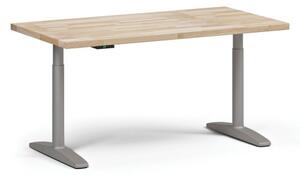 Výškově nastavitelný pracovní stůl OBOL do dílny, elektrický, 1500 x 800 x 690-1340 mm, šedá zaoblená podnož