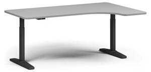 Výškově nastavitelný stůl, elektrický, 675-1325 mm, levý/pravý, deska 1800x1200 mm, černá podnož, šedá