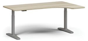 Výškově nastavitelný stůl, elektrický, 675-1325 mm, levý/pravý, deska 1800x1200 mm, šedá podnož, dub přírodní