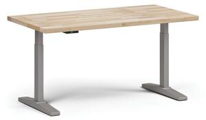 Výškově nastavitelný pracovní stůl ULIX do dílny, elektrický, 1500 x 800 x 690-1340 mm, šedá podnož